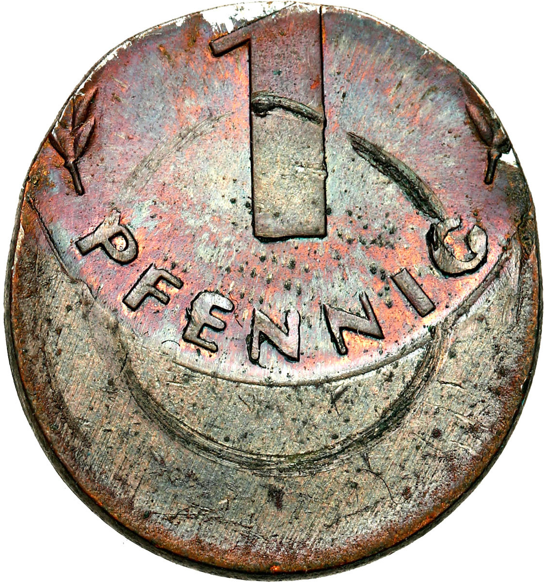 Niemcy. Fenig 1970 przesunięty stempel - DESTRUKT
